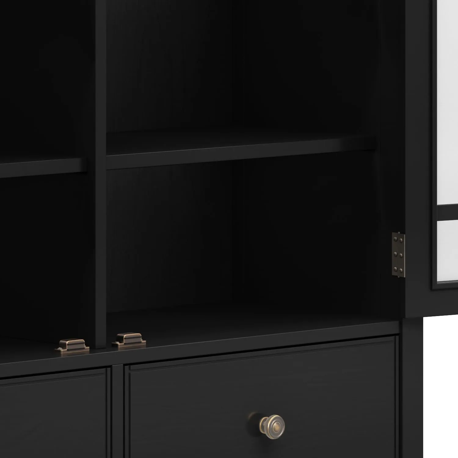 SIMPLIHOME Connaught SOLID WOOD 46 inch Wide Traditional Tall Storage Cabinet in Black for the Living Room, Entryway and Family Room