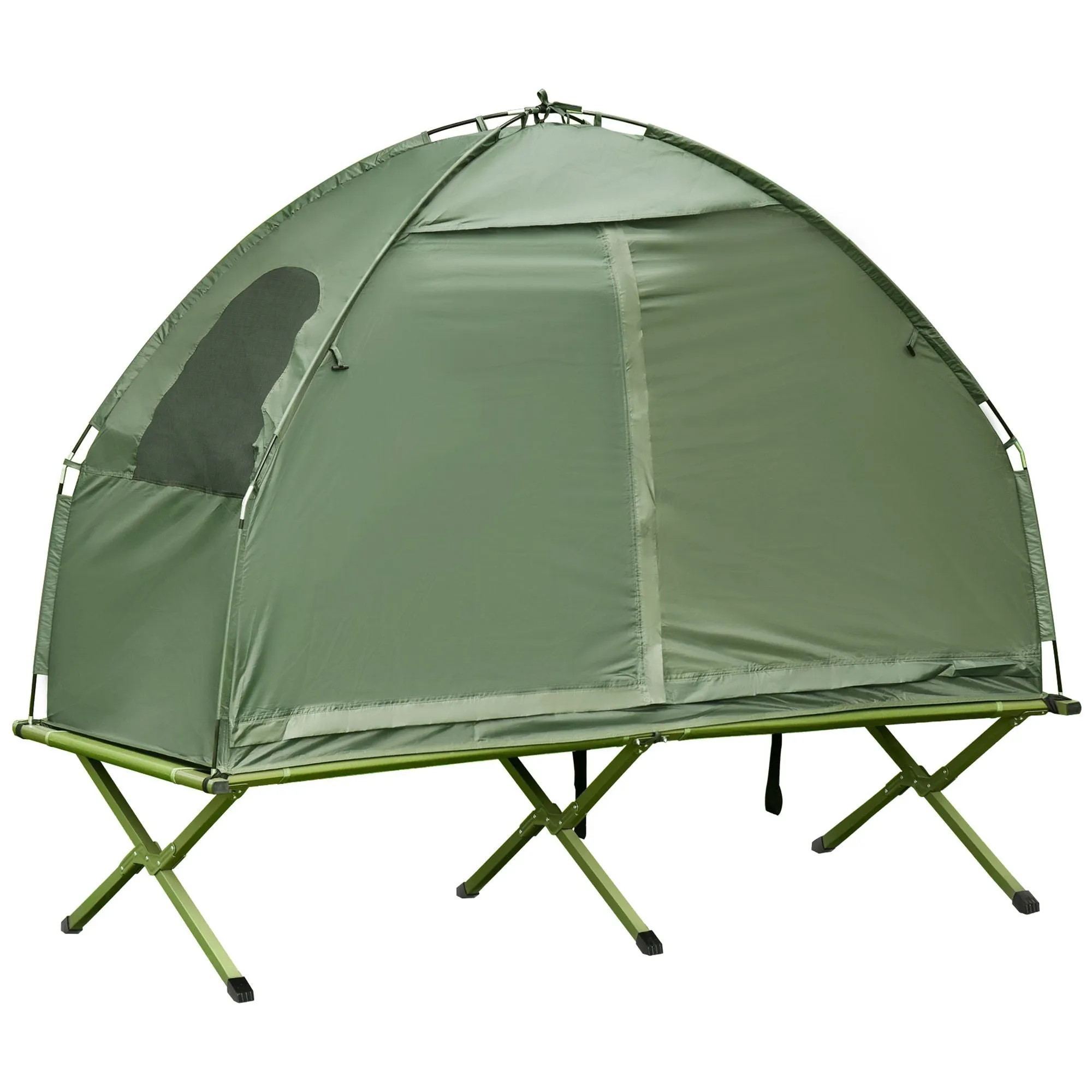 Single Bed Bag Folding Tent Outsunny Outdoor Door-to-door service Hiking, Person Covered with Off-Ground Camping Tent, Cot Camping for Carry Cot, Economical Combo,