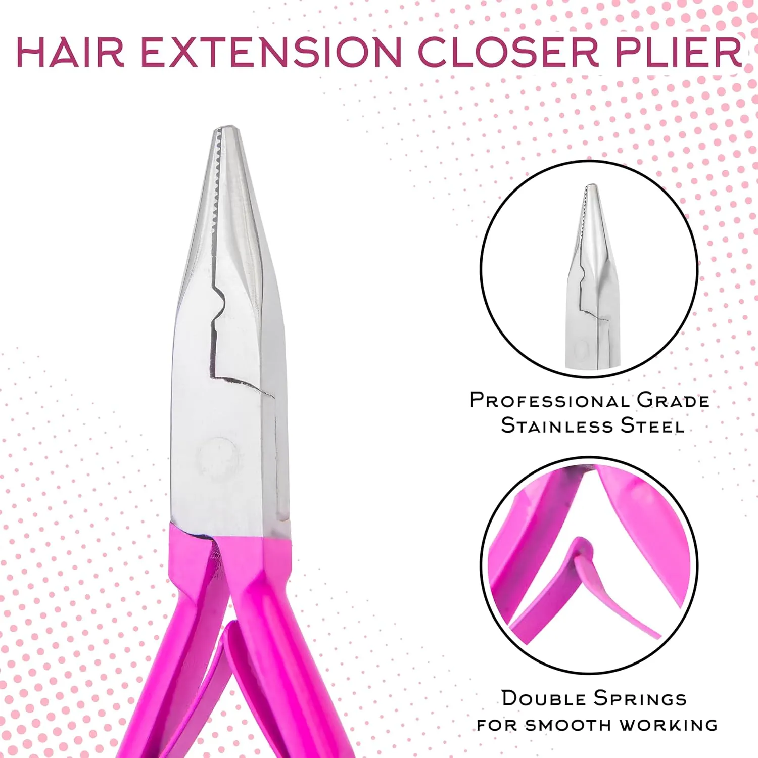 SIVOTE Professional Hair Extension Tools Kit Stainless Steel, Microlink & Itip Extensions Tool Kit, Pink