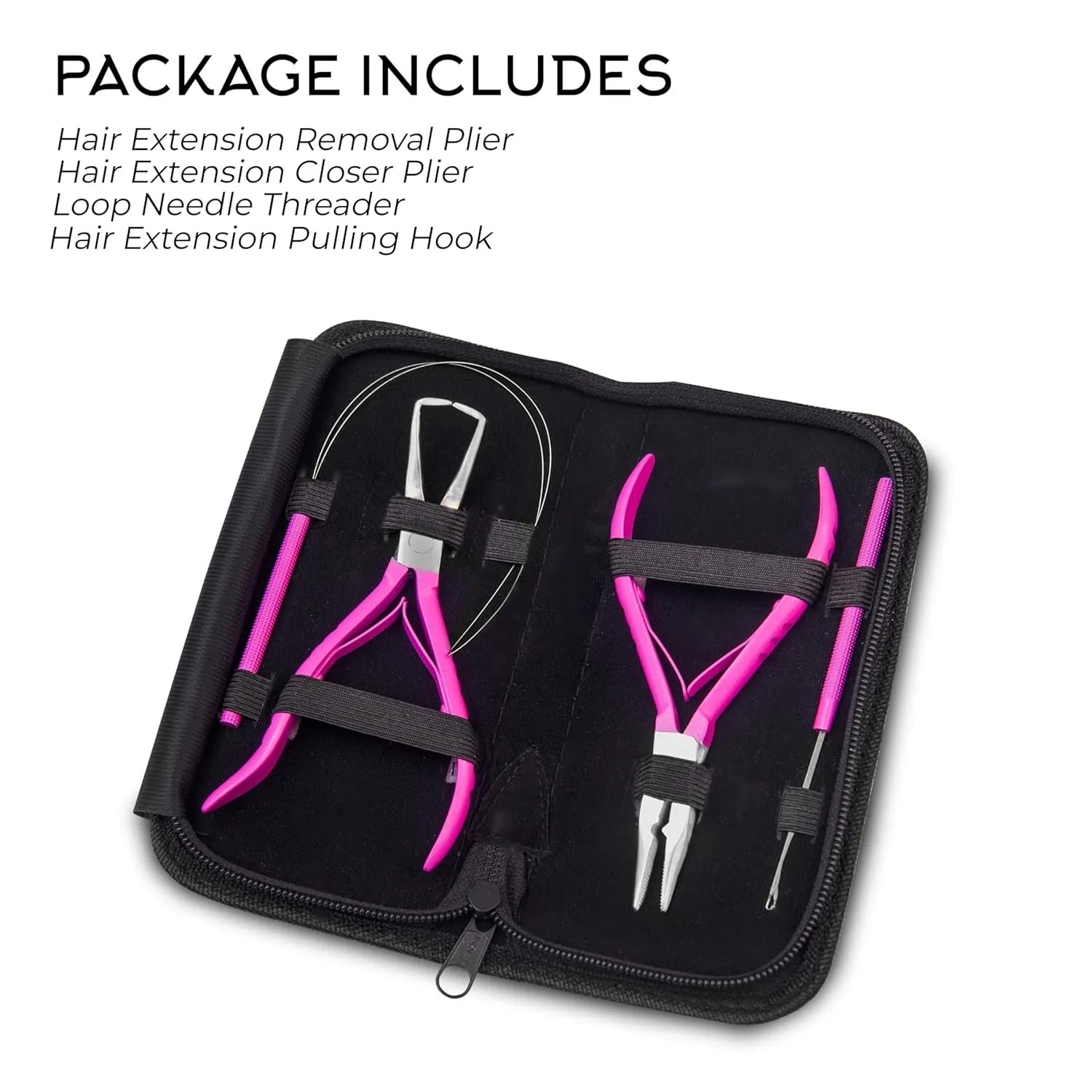SIVOTE Professional Hair Extension Tools Kit Stainless Steel, Microlink & Itip Extensions Tool Kit, Pink