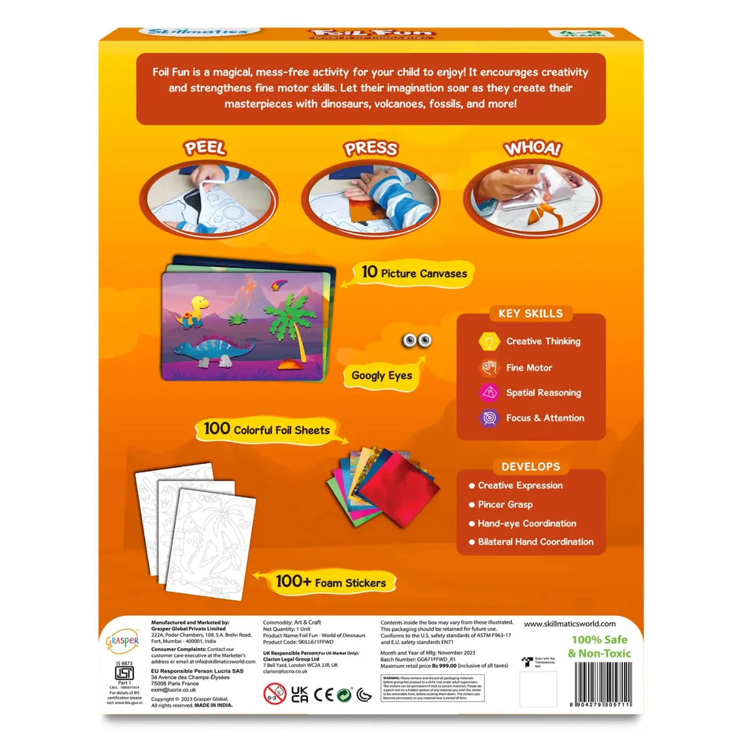 Skillmatics Foil Fun: World of Dinosaurs No Mess Art Kit (Ages 4-9)