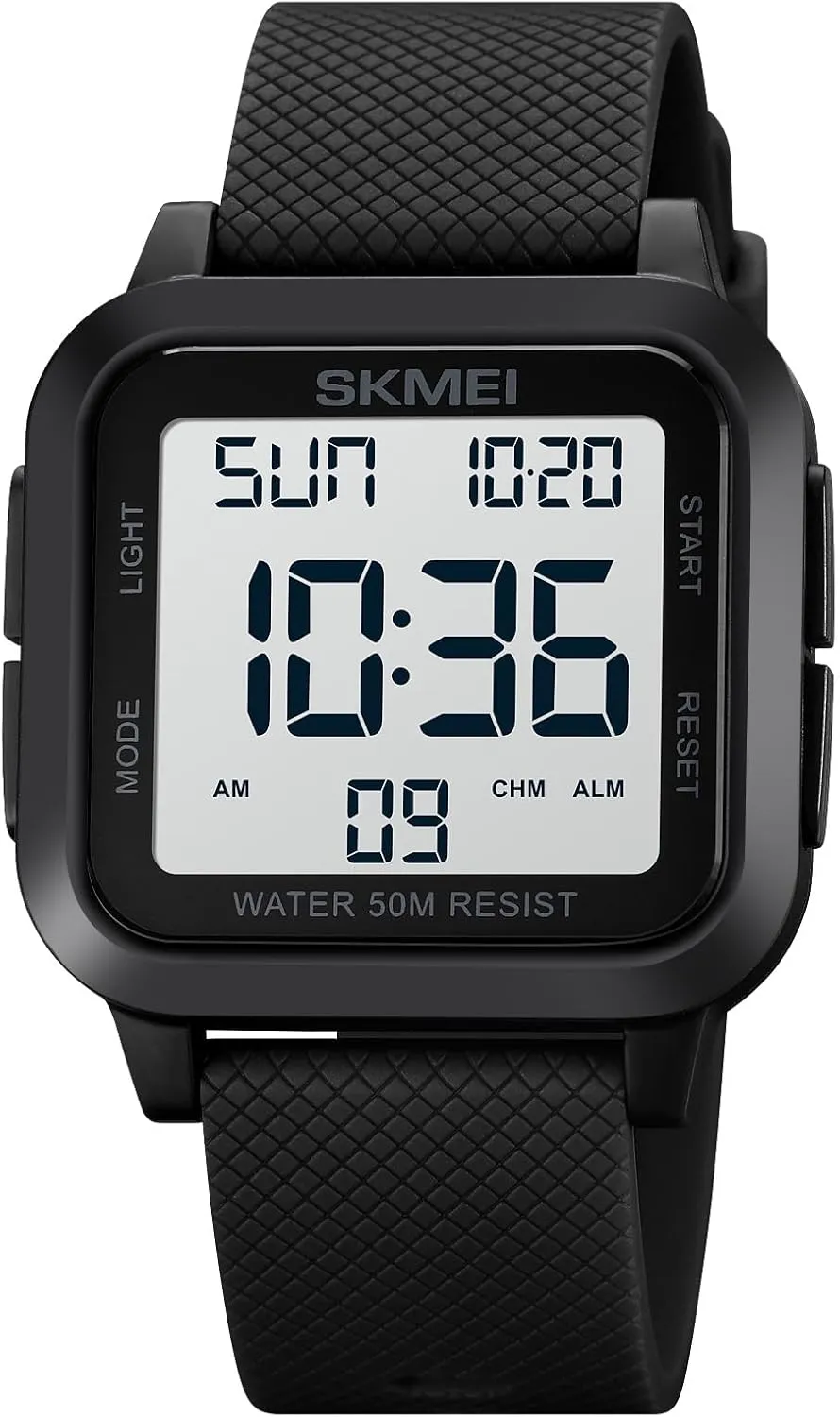 SKMEI Digital Sports Mens Watches 5ATM Waterproof Wrist Watches for Men with Stopwatch Countdown Timer Alarm Function Dual Time Large Face Easy to Read