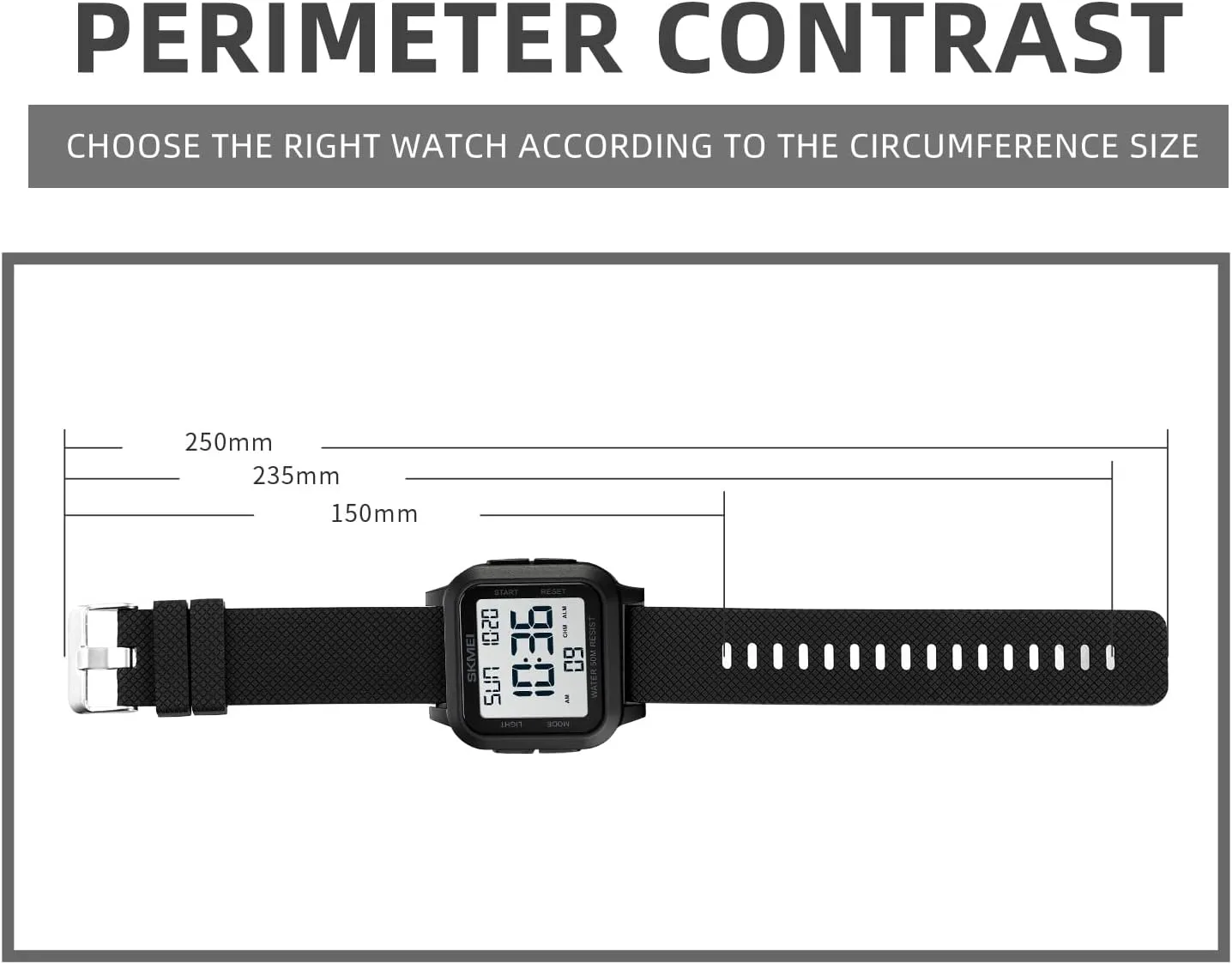 SKMEI Digital Sports Mens Watches 5ATM Waterproof Wrist Watches for Men with Stopwatch Countdown Timer Alarm Function Dual Time Large Face Easy to Read