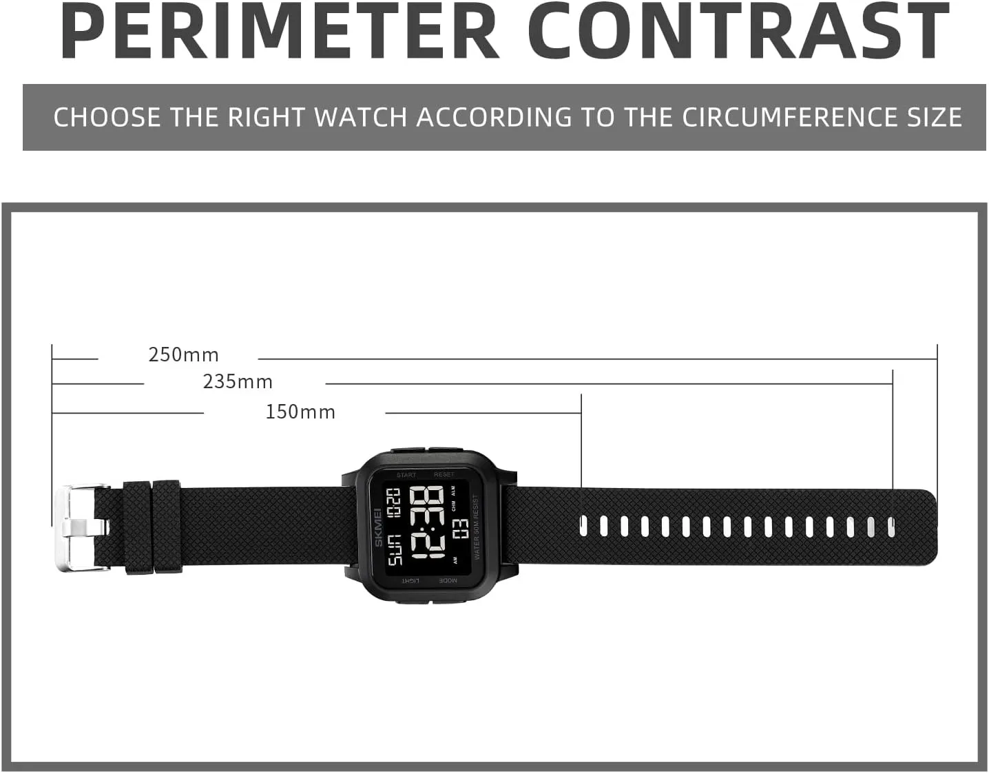 SKMEI Digital Sports Mens Watches 5ATM Waterproof Wrist Watches for Men with Stopwatch Countdown Timer Alarm Function Dual Time Large Face Easy to Read
