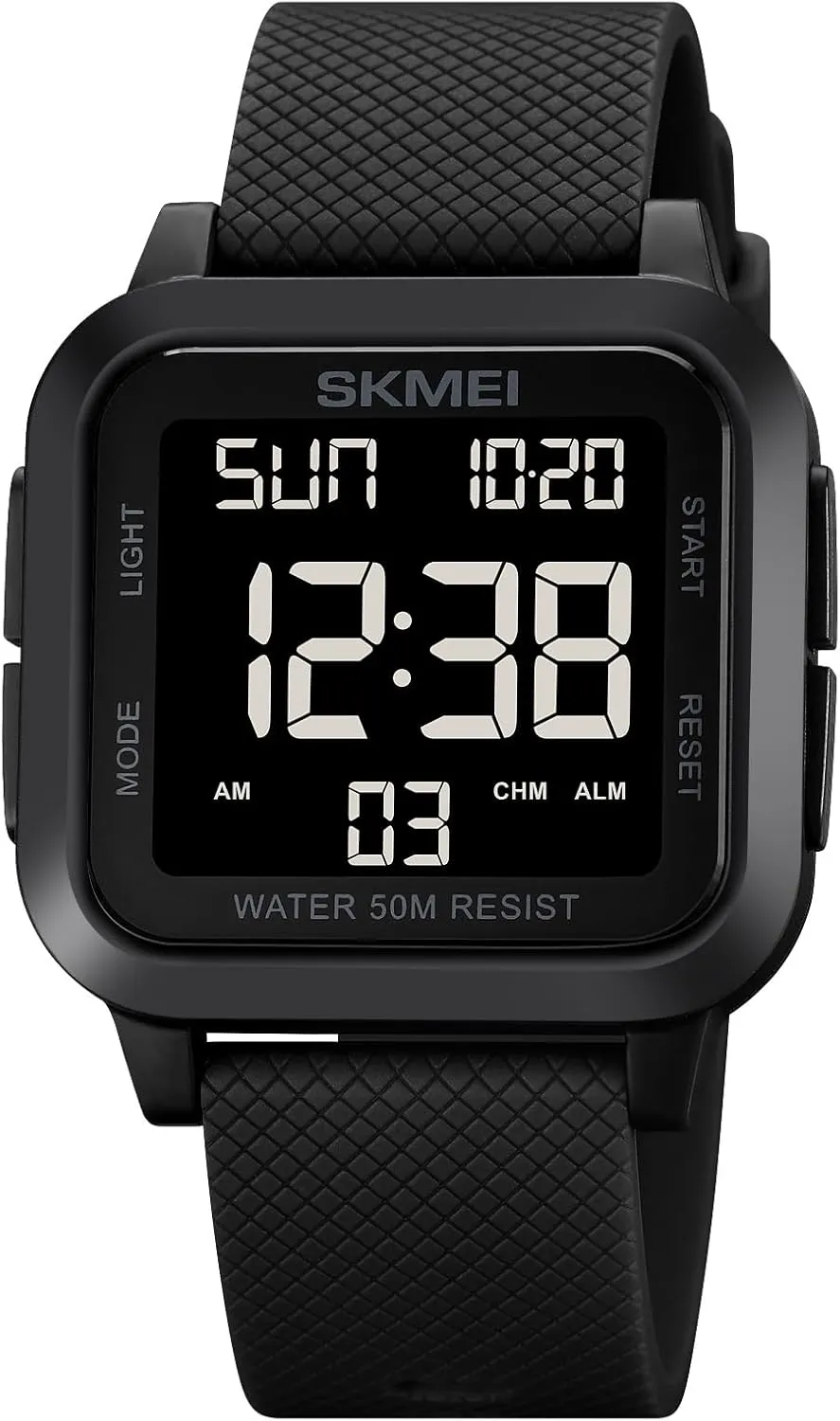 SKMEI Digital Sports Mens Watches 5ATM Waterproof Wrist Watches for Men with Stopwatch Countdown Timer Alarm Function Dual Time Large Face Easy to Read