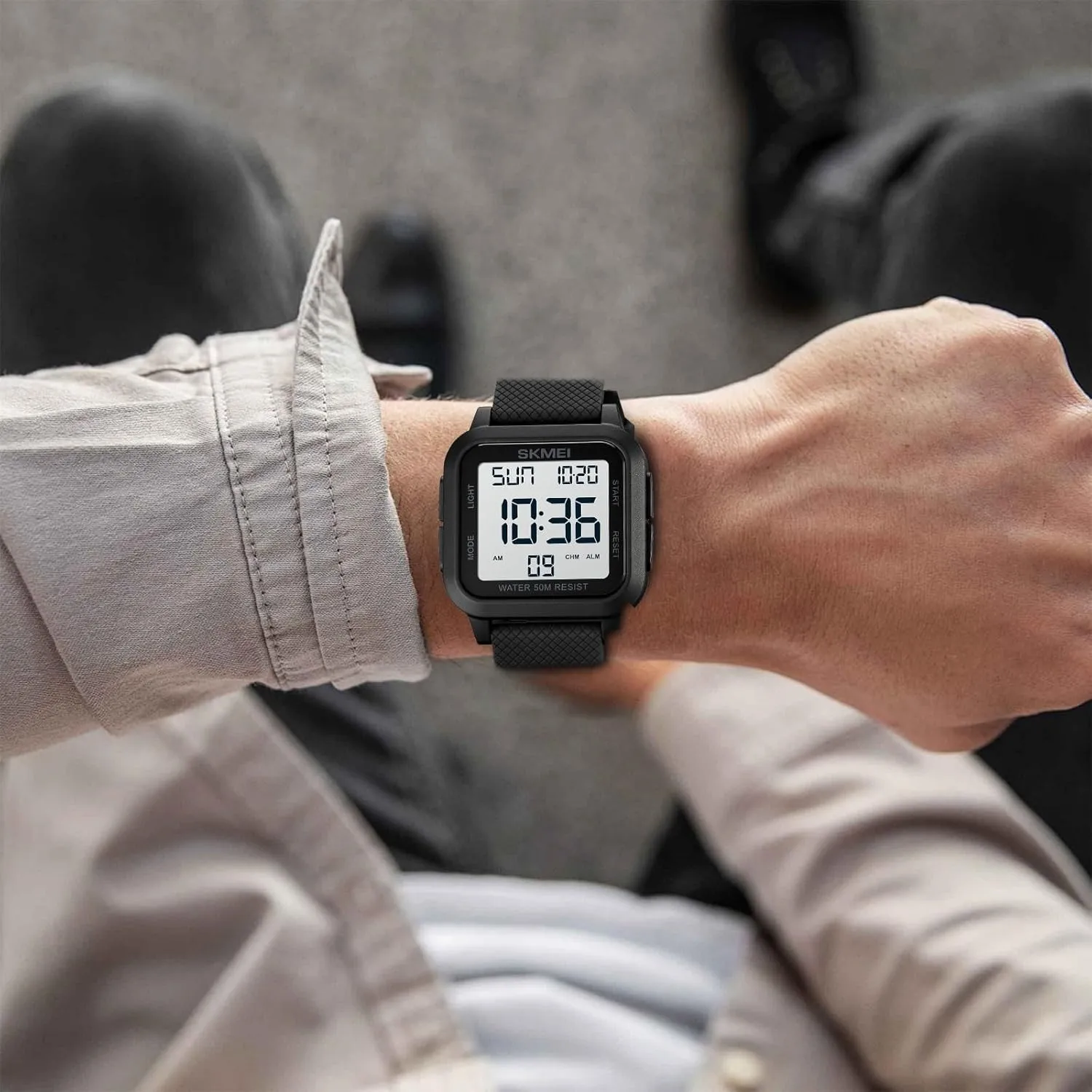 SKMEI Digital Sports Mens Watches 5ATM Waterproof Wrist Watches for Men with Stopwatch Countdown Timer Alarm Function Dual Time Large Face Easy to Read