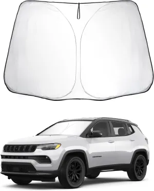 SKTU 2024 2025 Compass Front Windshield Sunshade for 2022 2023 2024 2025 JEE p Compass Windshield Sunshade Foldable for Blocks UV Rays and Blocks Heat and Sun Keeps Vehicle Cool