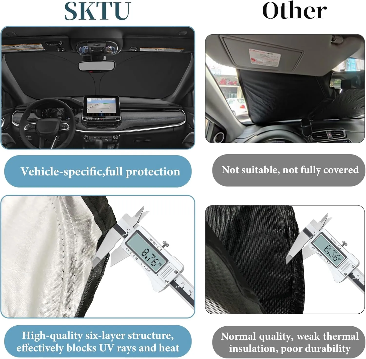 SKTU 2024 2025 Compass Front Windshield Sunshade for 2022 2023 2024 2025 JEE p Compass Windshield Sunshade Foldable for Blocks UV Rays and Blocks Heat and Sun Keeps Vehicle Cool