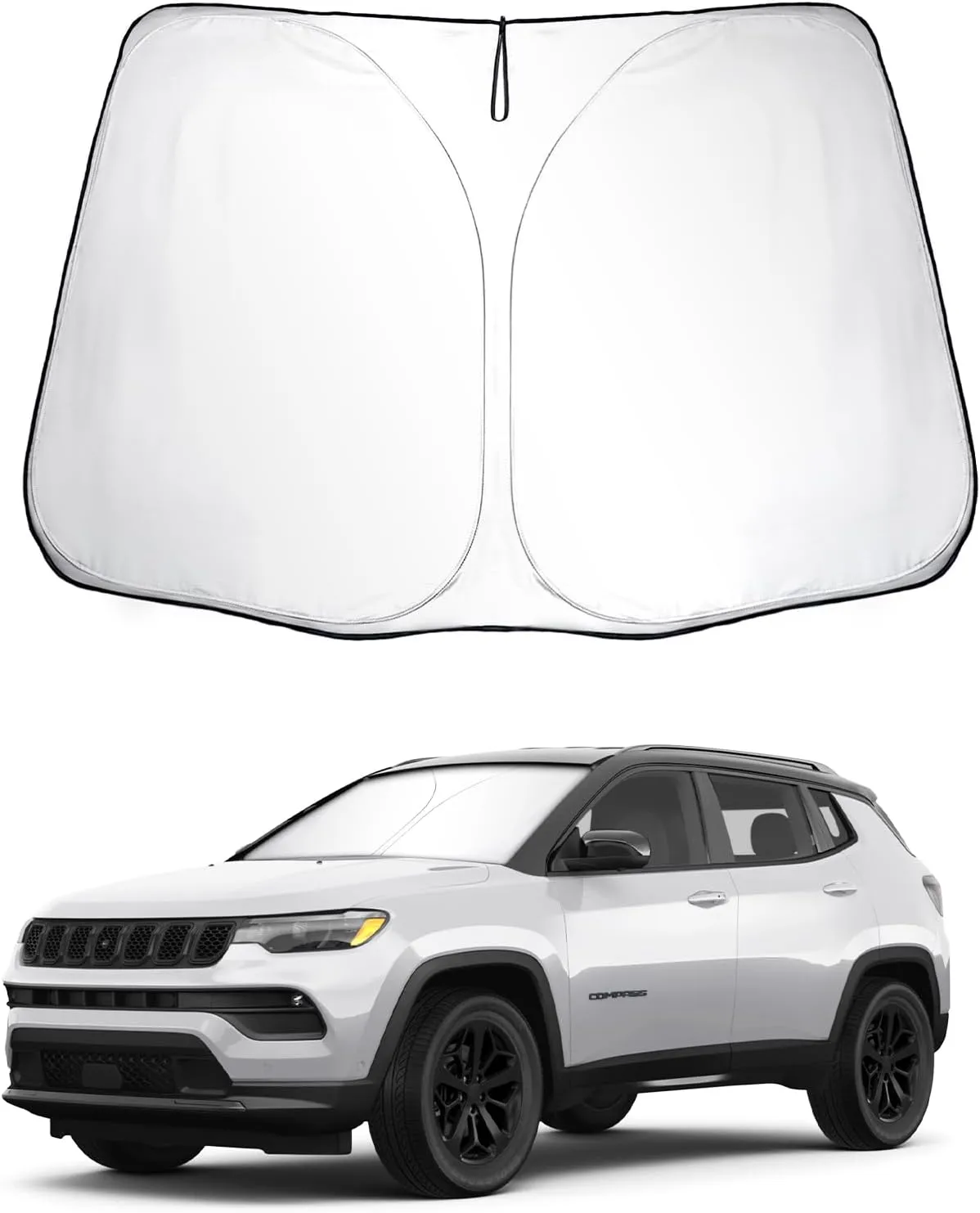 SKTU 2024 2025 Compass Front Windshield Sunshade for 2022 2023 2024 2025 JEE p Compass Windshield Sunshade Foldable for Blocks UV Rays and Blocks Heat and Sun Keeps Vehicle Cool