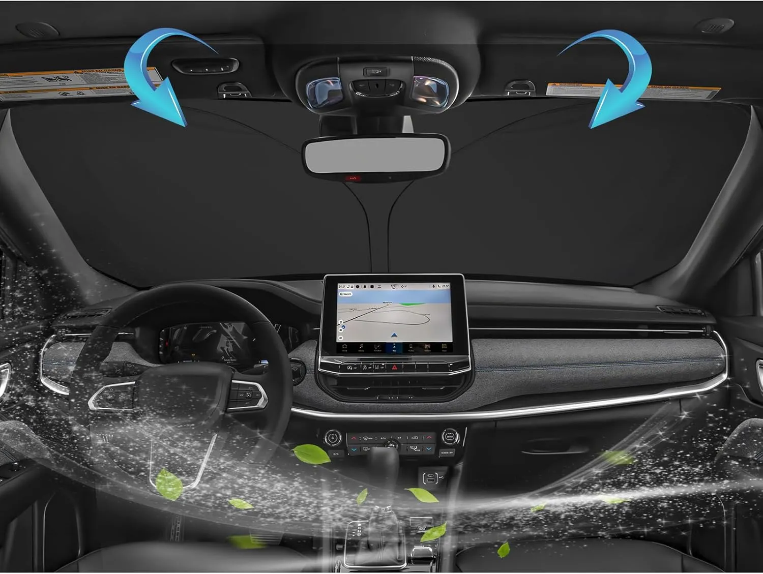 SKTU 2024 2025 Compass Front Windshield Sunshade for 2022 2023 2024 2025 JEE p Compass Windshield Sunshade Foldable for Blocks UV Rays and Blocks Heat and Sun Keeps Vehicle Cool