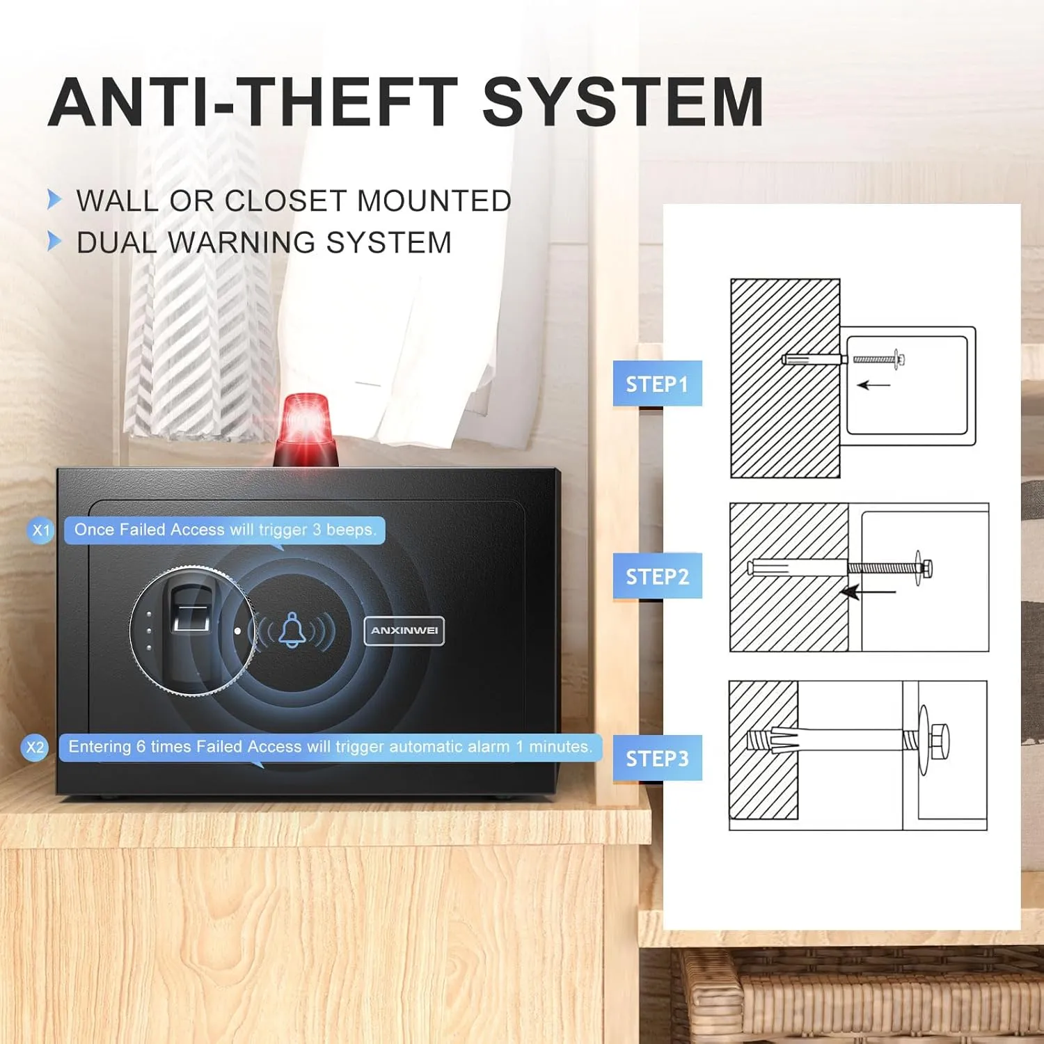 Small Safe Box, 0.5 Cubic Home Safe, Fingerprint Biometric Safe with Fireproof Waterproof Bag, Small Fireproof Safes for Home Money