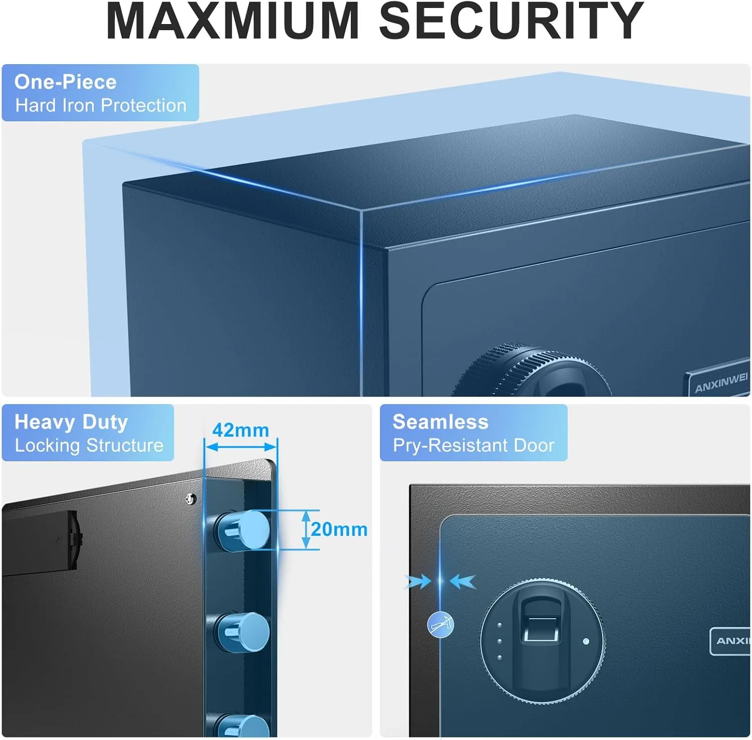 Small Safe Box, 0.5 Cubic Home Safe, Fingerprint Biometric Safe with Fireproof Waterproof Bag, Small Fireproof Safes for Home Money