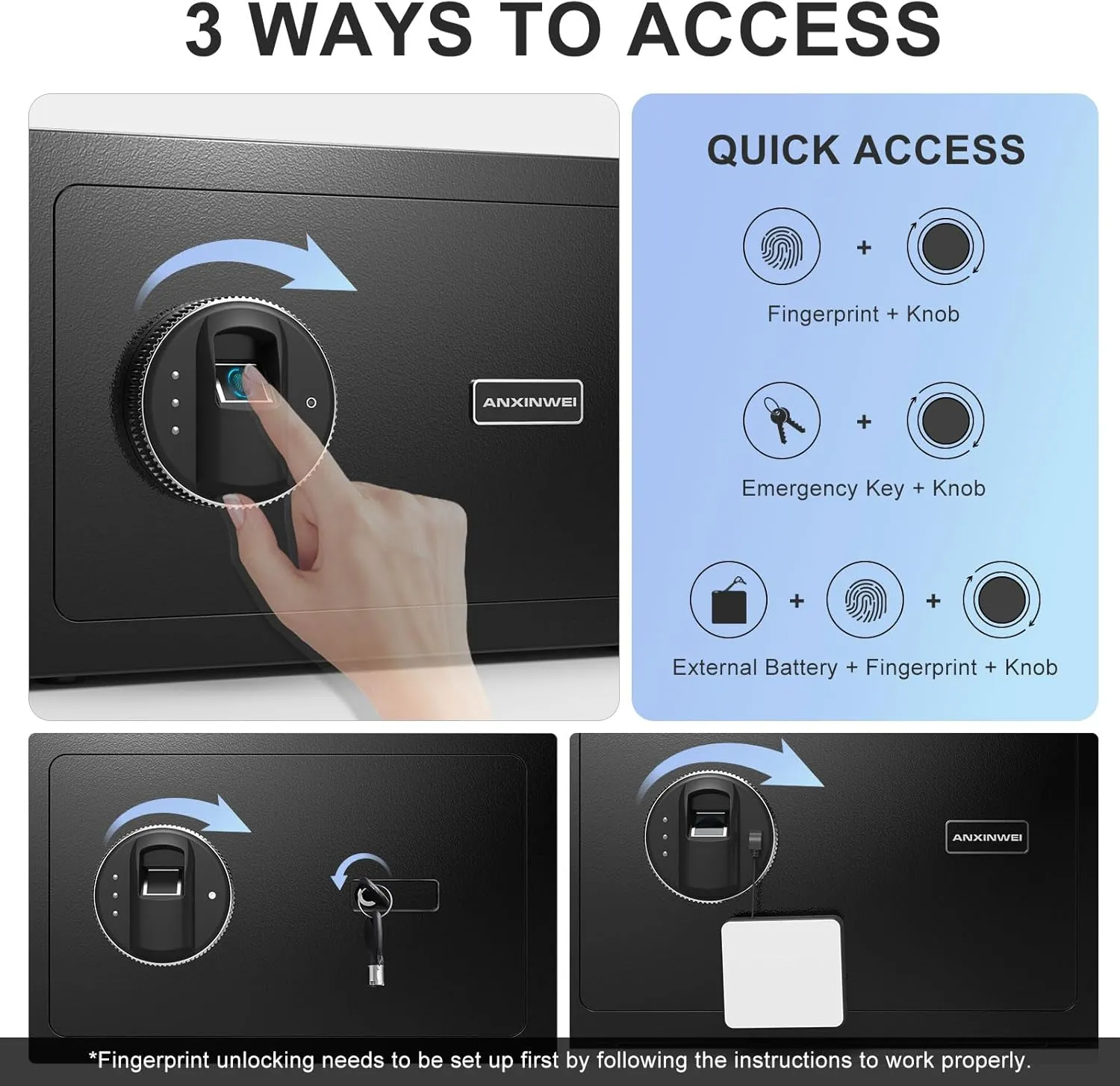 Small Safe Box, 0.5 Cubic Home Safe, Fingerprint Biometric Safe with Fireproof Waterproof Bag, Small Fireproof Safes for Home Money