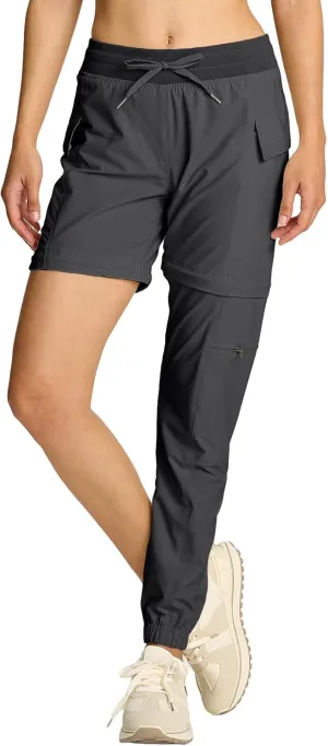 smawell Women's Hiking Pants Convertible Lightweight Zip-Off Outdoor Pants Quick Dry Joggers with Pocket