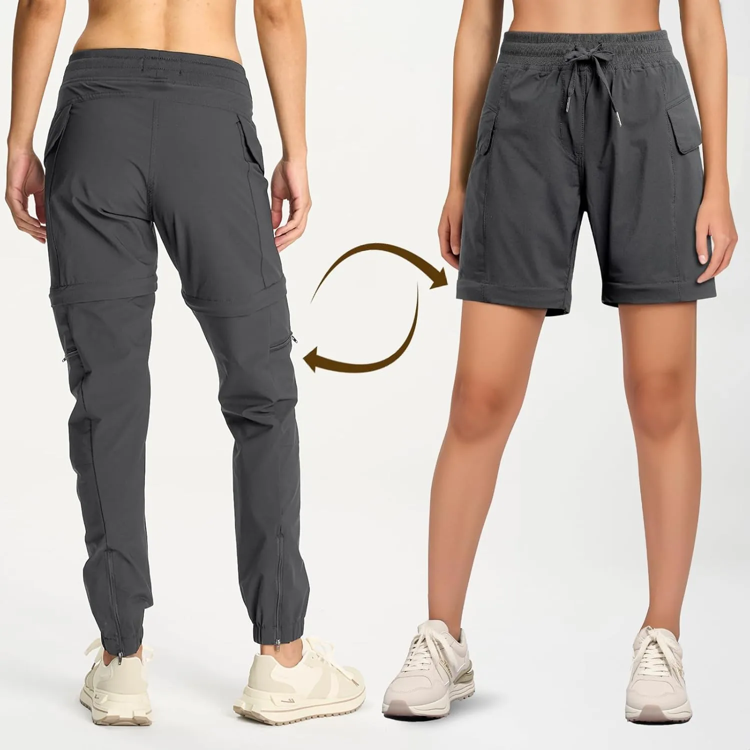 smawell Women's Hiking Pants Convertible Lightweight Zip-Off Outdoor Pants Quick Dry Joggers with Pocket