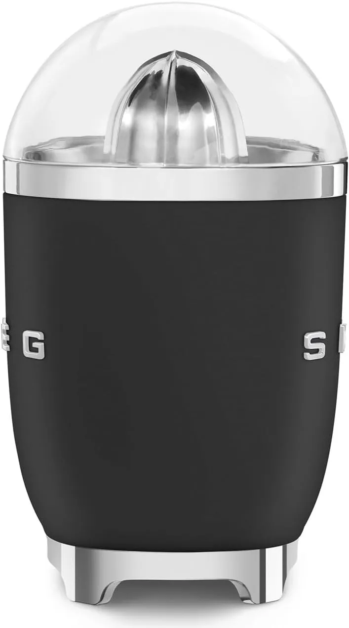 SMEG 50's Retro Style Citrus Juicer with Drip Free Spout, Automatic Activation, and Efficient Straining, Black