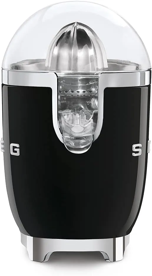 SMEG 50's Retro Style Citrus Juicer with Drip Free Spout, Automatic Activation, and Efficient Straining, Black