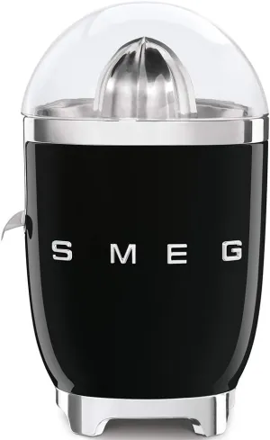 SMEG 50's Retro Style Citrus Juicer with Drip Free Spout, Automatic Activation, and Efficient Straining, Black