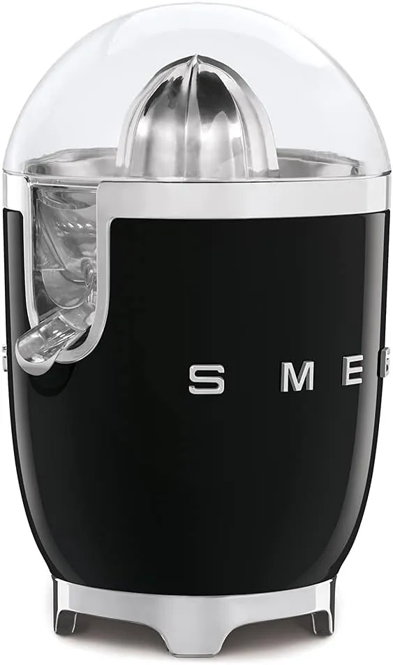 SMEG 50's Retro Style Citrus Juicer with Drip Free Spout, Automatic Activation, and Efficient Straining, Black