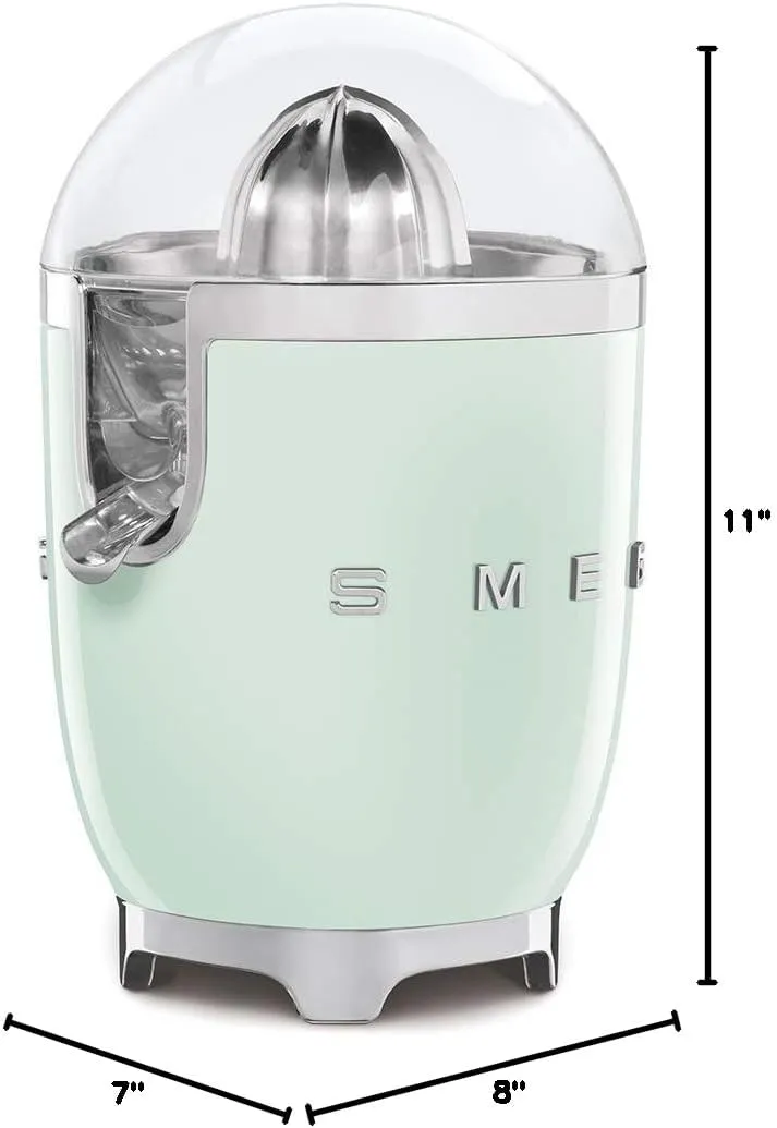 SMEG 50's Retro Style Citrus Juicer with Drip Free Spout, Automatic Activation, and Efficient Straining, Pastel Green CJF11PGUS