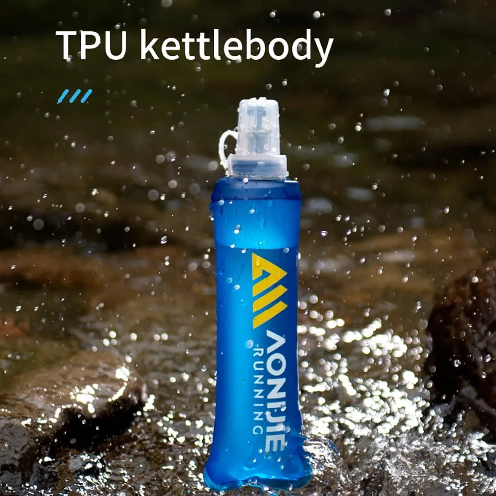 Soft Flasks TPU Collapsible Foldable Water Bottles for Hydration Pack Running Hiking Cycling Climbing (250ml bottle)
