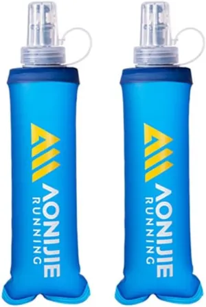 Soft Flasks TPU Collapsible Foldable Water Bottles for Hydration Pack Running Hiking Cycling Climbing (250ml bottle)