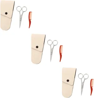 SOIMISS 3 Sets Pcs Stainless Steel Eyebrow Grooming Kit Beard Trimmer Scissors Set Nose Hair Trimmer Beard Comb Kit for Men
