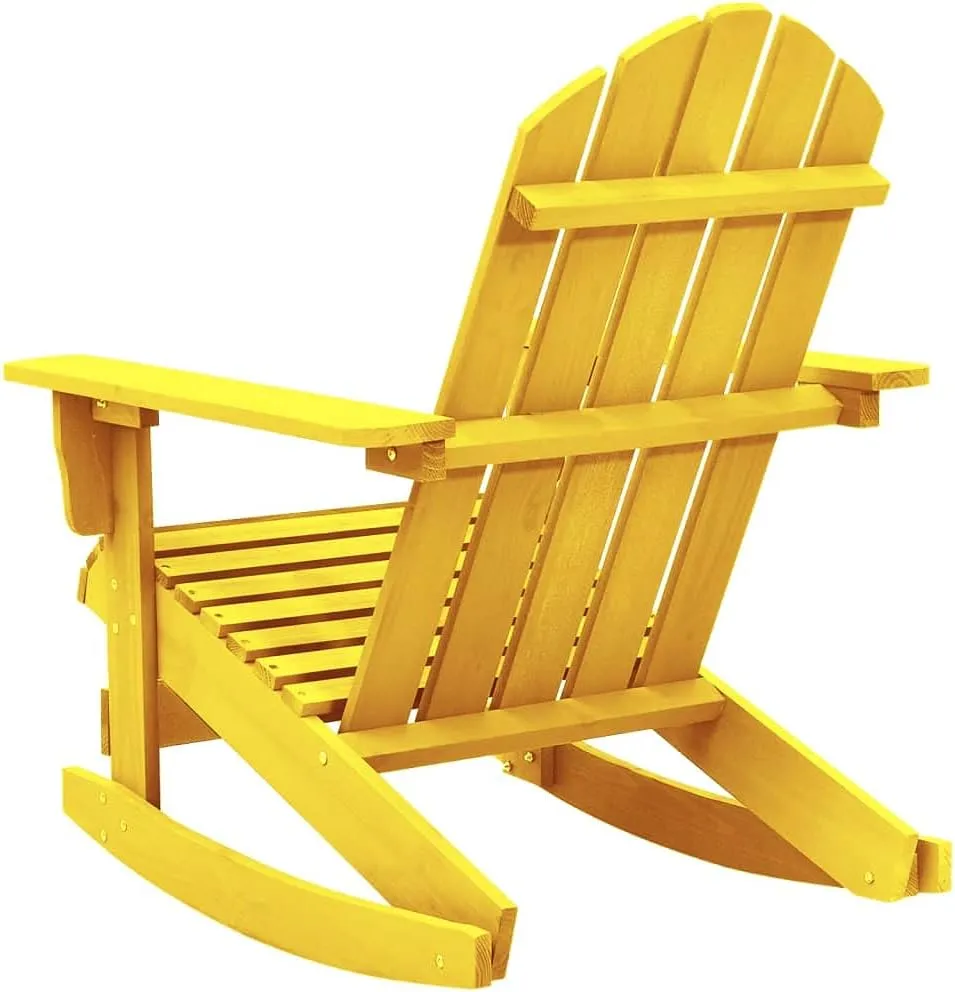 Solid Fir Wood Adirondack Rocking Chair Yellow Outdoor Patio Furniture for Garden Backyard Porch Relaxation with Ergonomic Design & 242.5lb Weight Capacity