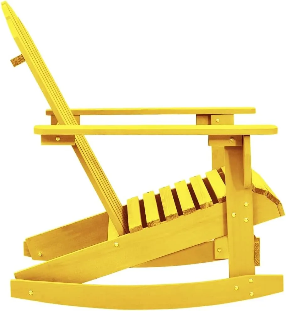 Solid Fir Wood Adirondack Rocking Chair Yellow Outdoor Patio Furniture for Garden Backyard Porch Relaxation with Ergonomic Design & 242.5lb Weight Capacity