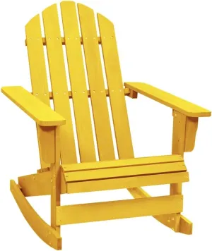 Solid Fir Wood Adirondack Rocking Chair Yellow Outdoor Patio Furniture for Garden Backyard Porch Relaxation with Ergonomic Design & 242.5lb Weight Capacity