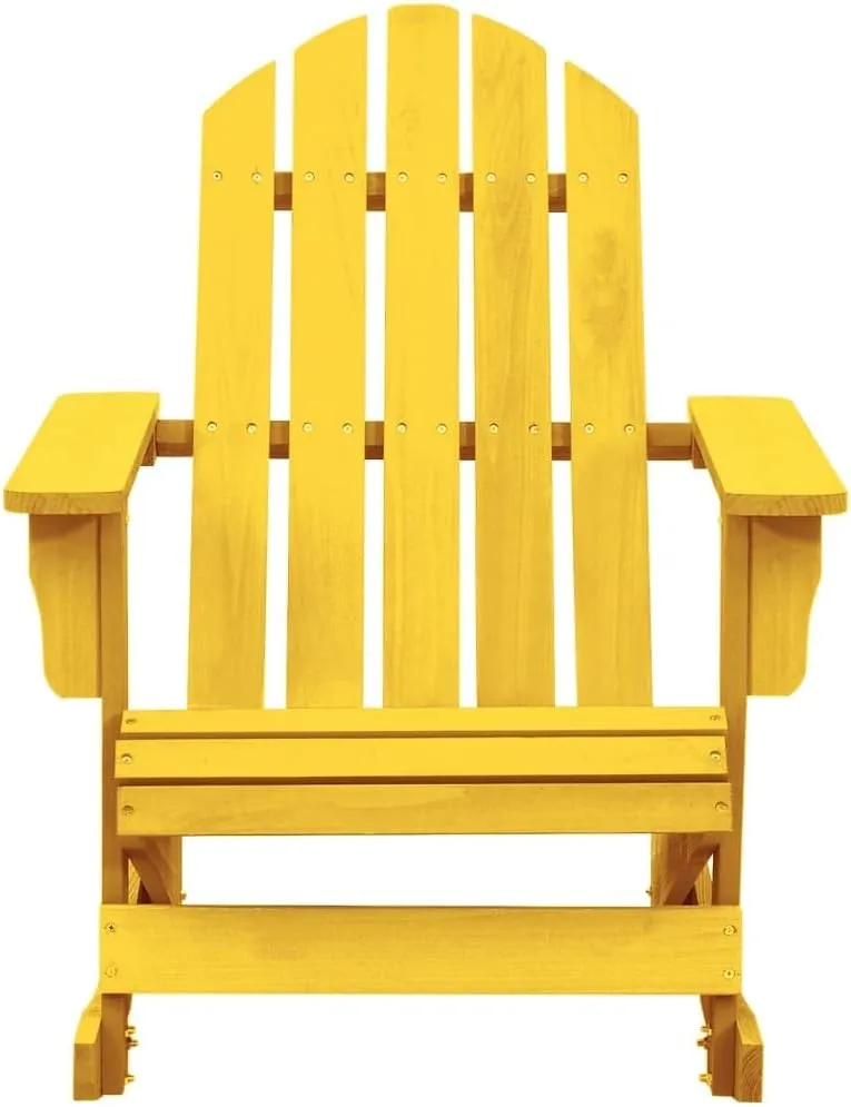 Solid Fir Wood Adirondack Rocking Chair Yellow Outdoor Patio Furniture for Garden Backyard Porch Relaxation with Ergonomic Design & 242.5lb Weight Capacity