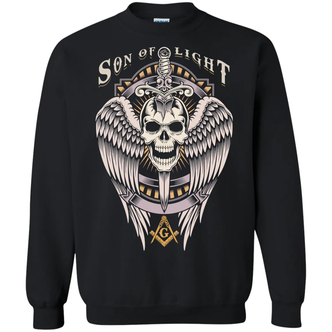Son Of Light Winged Skull With Sword Freemason Freemason Square & Compass