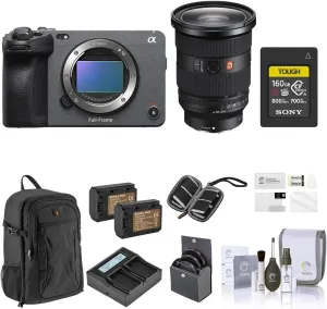 Sony FX3 Full-Frame Cinema Line Camera with FE 24-70mm f/2.8 GM II Lens Bundle, 160GB Card, Backpack, Screen Protector, Filter Kit, 2 Batteries, Dual Charger, Card Wallet, for Digital Video (13 Items)