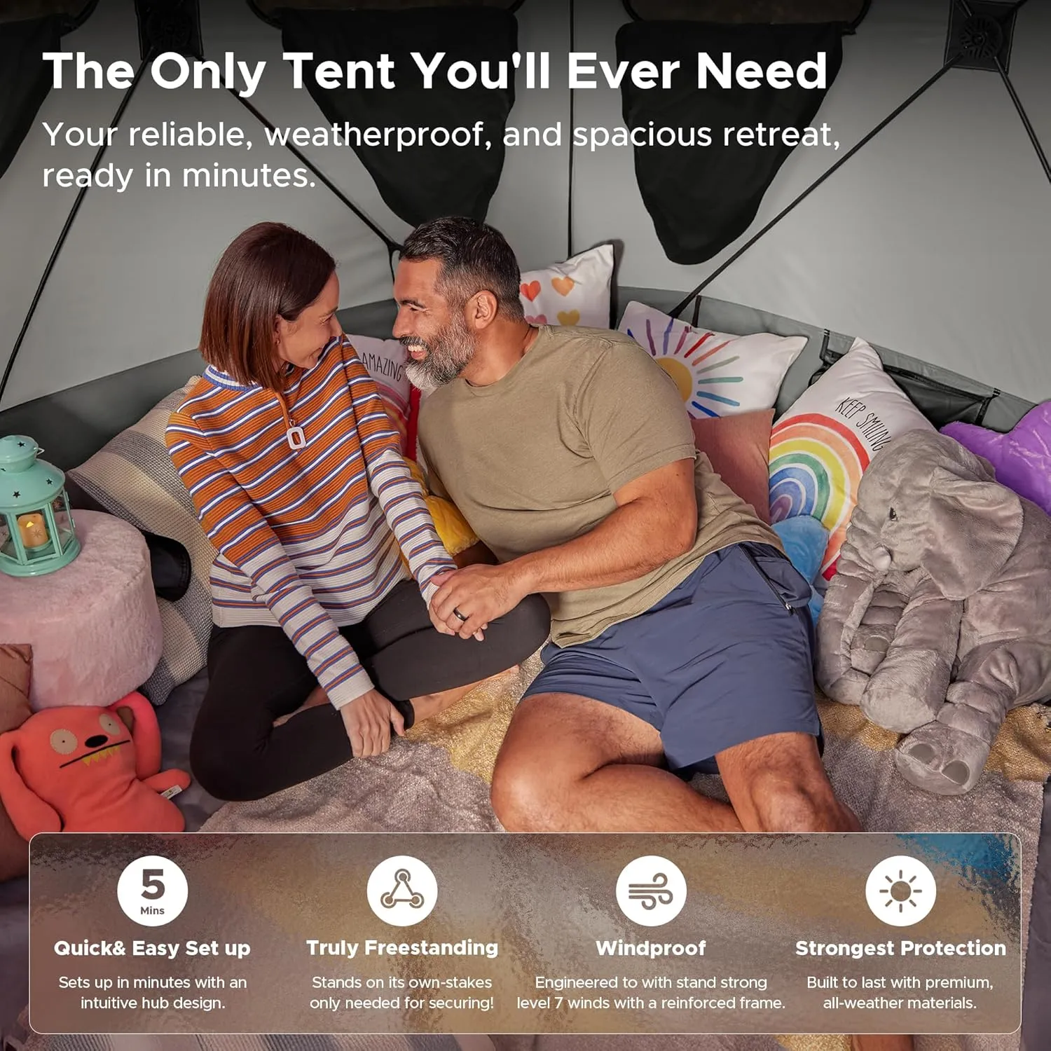 Space Acacia Lite Camping Tent | 2/3/4/8 Person Pop Up Tents for Camping | Lightweight & Durable Beach Tent | Level 7 Wind Resistance, UPF 50  | Quick Setup for Camping & Backyard