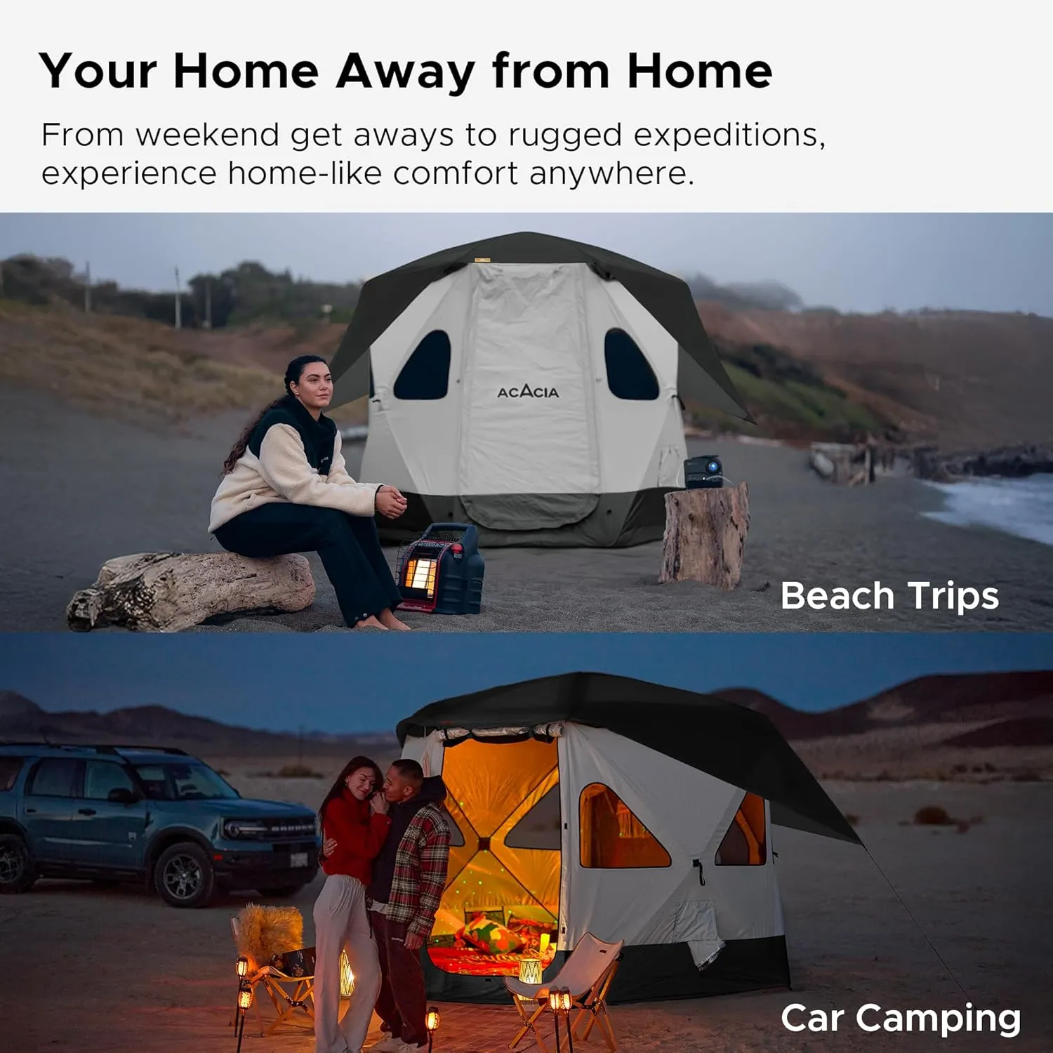 Space Acacia Lite Camping Tent | 2/3/4/8 Person Pop Up Tents for Camping | Lightweight & Durable Beach Tent | Level 7 Wind Resistance, UPF 50  | Quick Setup for Camping & Backyard