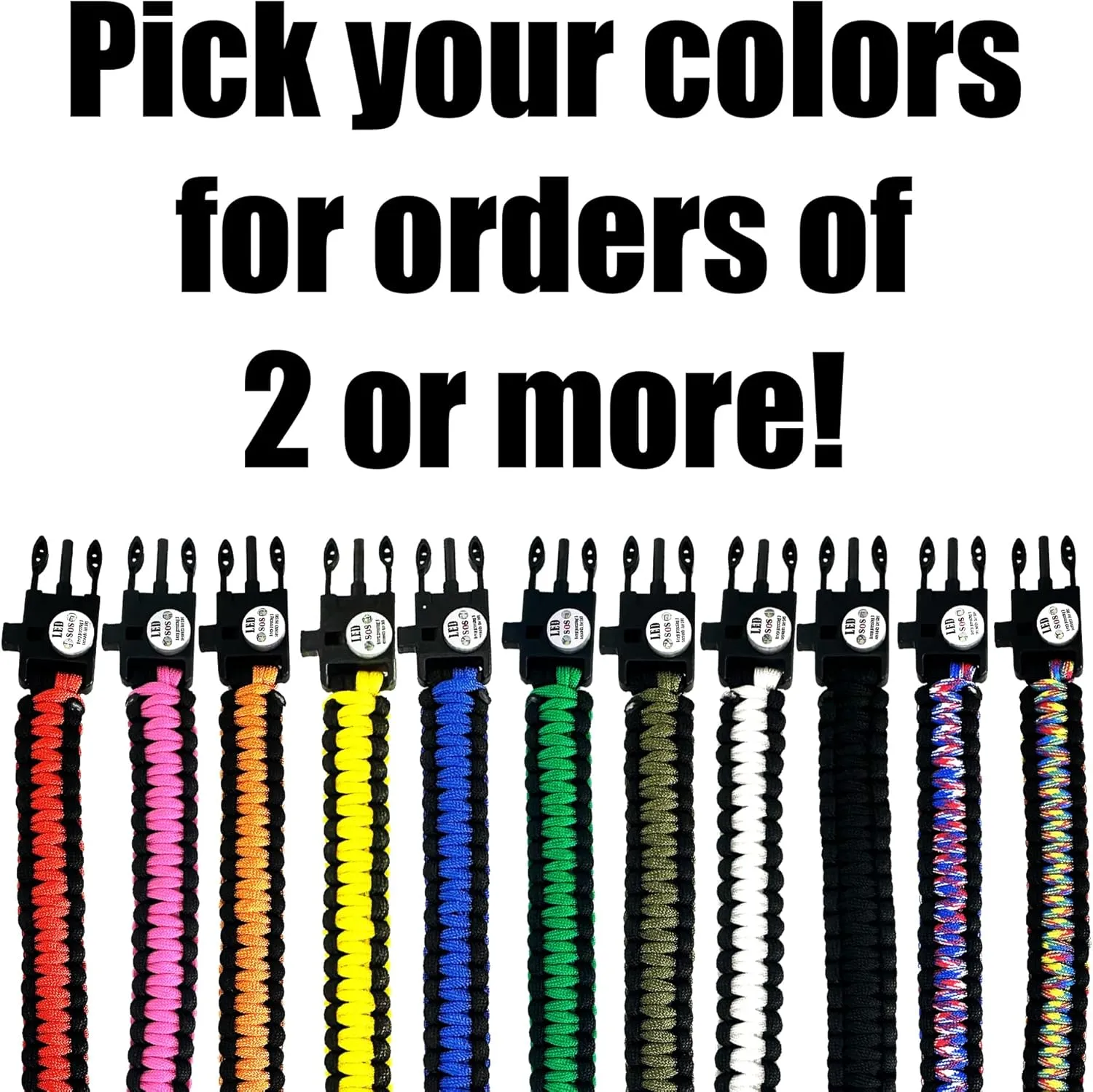 Spark and Shine Paracord Bracelet - Black - Bright LED SOS Light and Ferro Rod with Scraping Tool - Emergency Survival Whistle - 550 Paracord - Perfect Tool for The Outdoors (10)