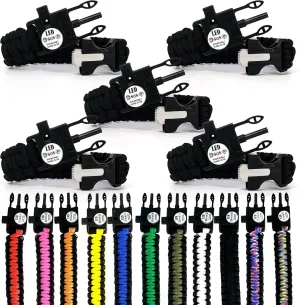 Spark and Shine Paracord Bracelet - Black - Bright LED SOS Light and Ferro Rod with Scraping Tool - Emergency Survival Whistle - 550 Paracord - Perfect Tool for The Outdoors (5)