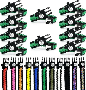 Spark and Shine Paracord Bracelet - Green Line - Bright LED SOS Light and Ferro Rod with Scraping Tool - Emergency Survival Whistle - 550 Paracord - Perfect Tool for The Outdoors (10)