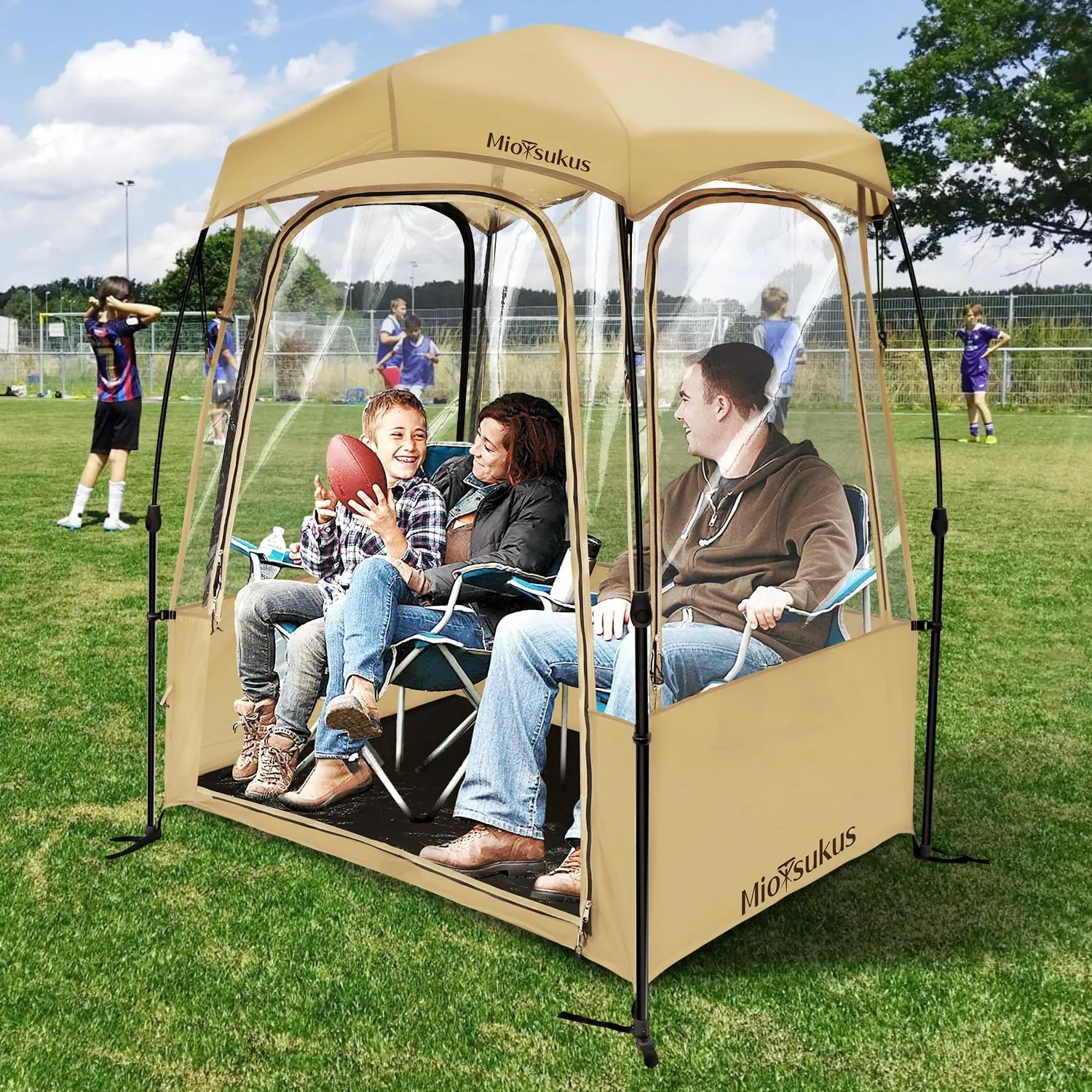 Sports Tent, Instant Weather Proof Pod, Pop Up Bubble Clear View Tent, Sports Pod with Extra Top Cover for Soccer, Football, Softball Games, and Other Outdoor Events, Baobrava, MioTsukus