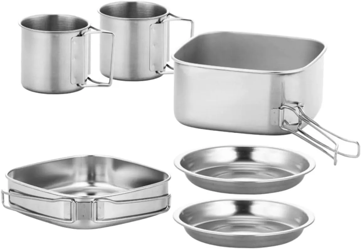 Stainless Steel Camping Kitchenware Set Portable Cookware Kit Camping Hiking Cookware Stove