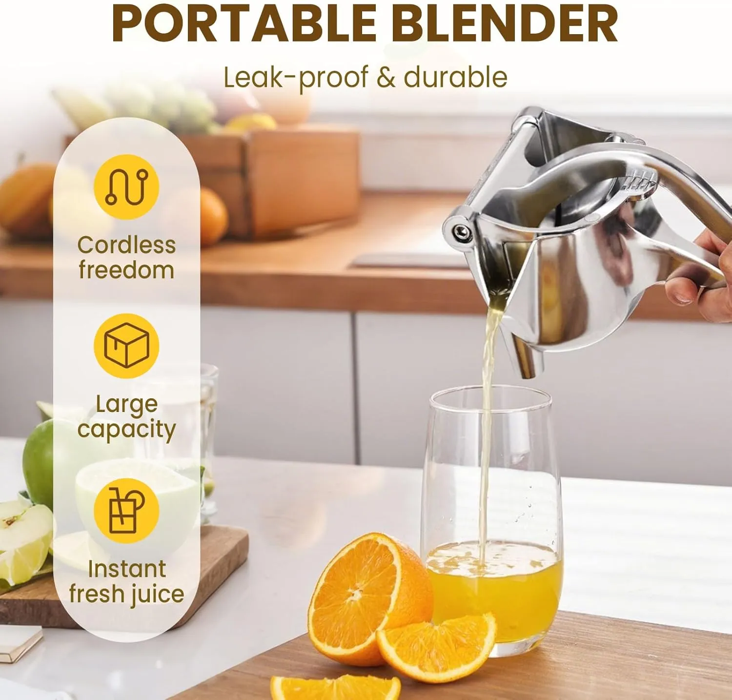 Stainless Steel Lemon Squeezer - Heavy Duty Manual Citrus Juicer for Lemon, Lime, Orange & Grapefruit with Ergonomic Handle for Kitchen (1)