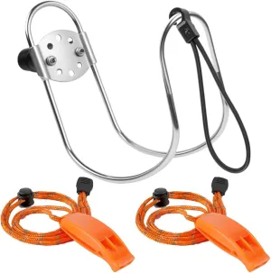 Stainless Steel Life Ring Buoys Holder and Safety Emergency Whistles Kit Horseshoe Bracket Plastic Mount Well