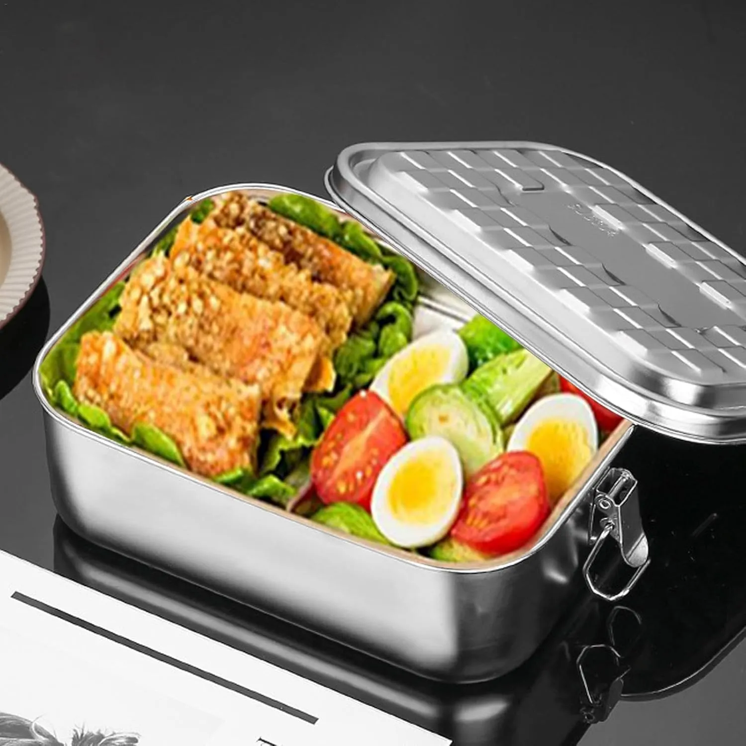 Stainless Steel Lunch Container, Stainless Steel | Metal Airtight Metal Lunch Container with Lids for Travel and Work