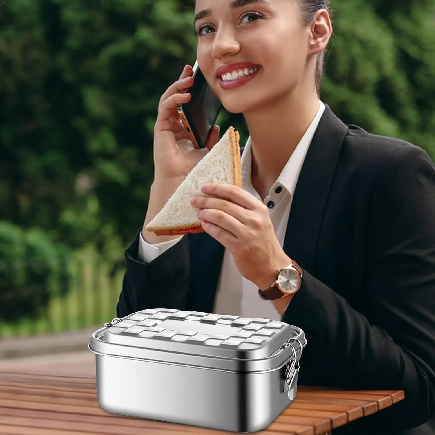 Stainless Steel Lunch Container, Stainless Steel | Metal Airtight Metal Lunch Container with Lids for Travel and Work