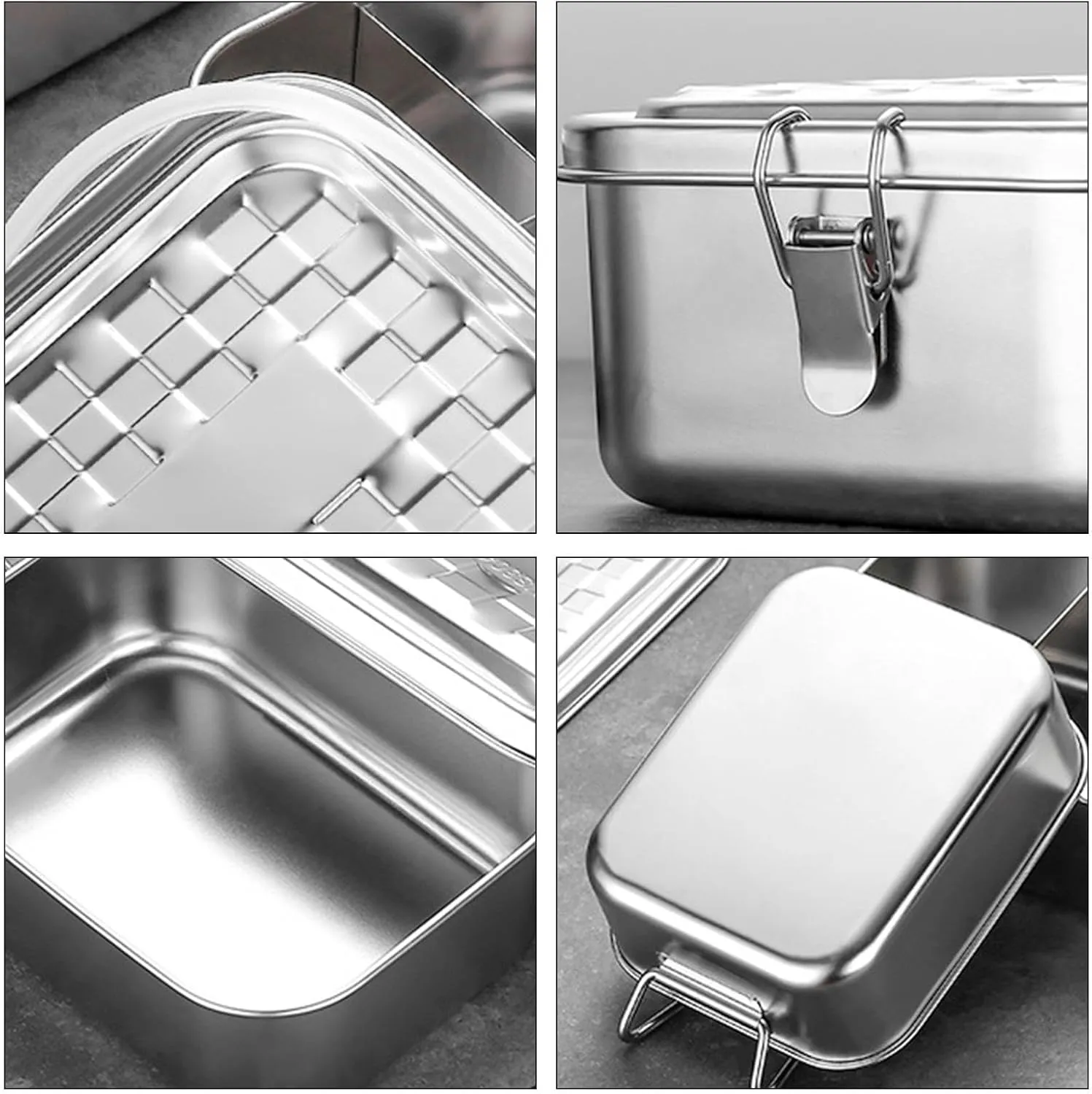 Stainless Steel Lunch Container, Stainless Steel | Metal Airtight Metal Lunch Container with Lids for Travel and Work