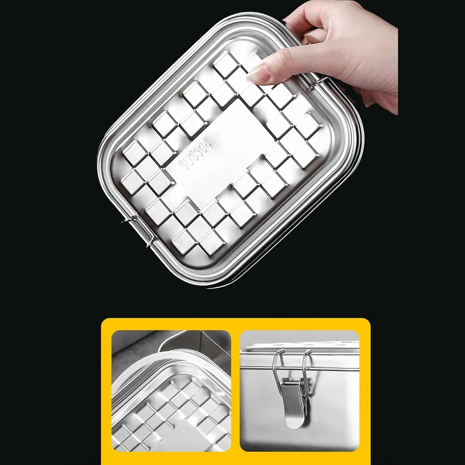 Stainless Steel Lunch Container, Stainless Steel | Metal Airtight Metal Lunch Container with Lids for Travel and Work