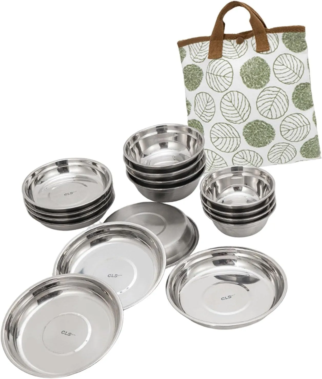 Stainless Steel Plates and Bowls Tableware Bowl Plate Kit Dinnerware Camping Mess Set for Barbecue Picnic Outdoor Fishing