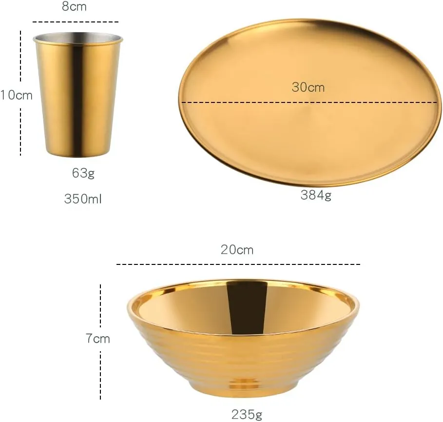 Stainless Steel Plates Cups and Bowls Set, Camping Dish Set, 8 Pcs Camping Mess Kit, Dinnerware for Home, Camping, Backpacking, Hiking, Picnic and Outdoor