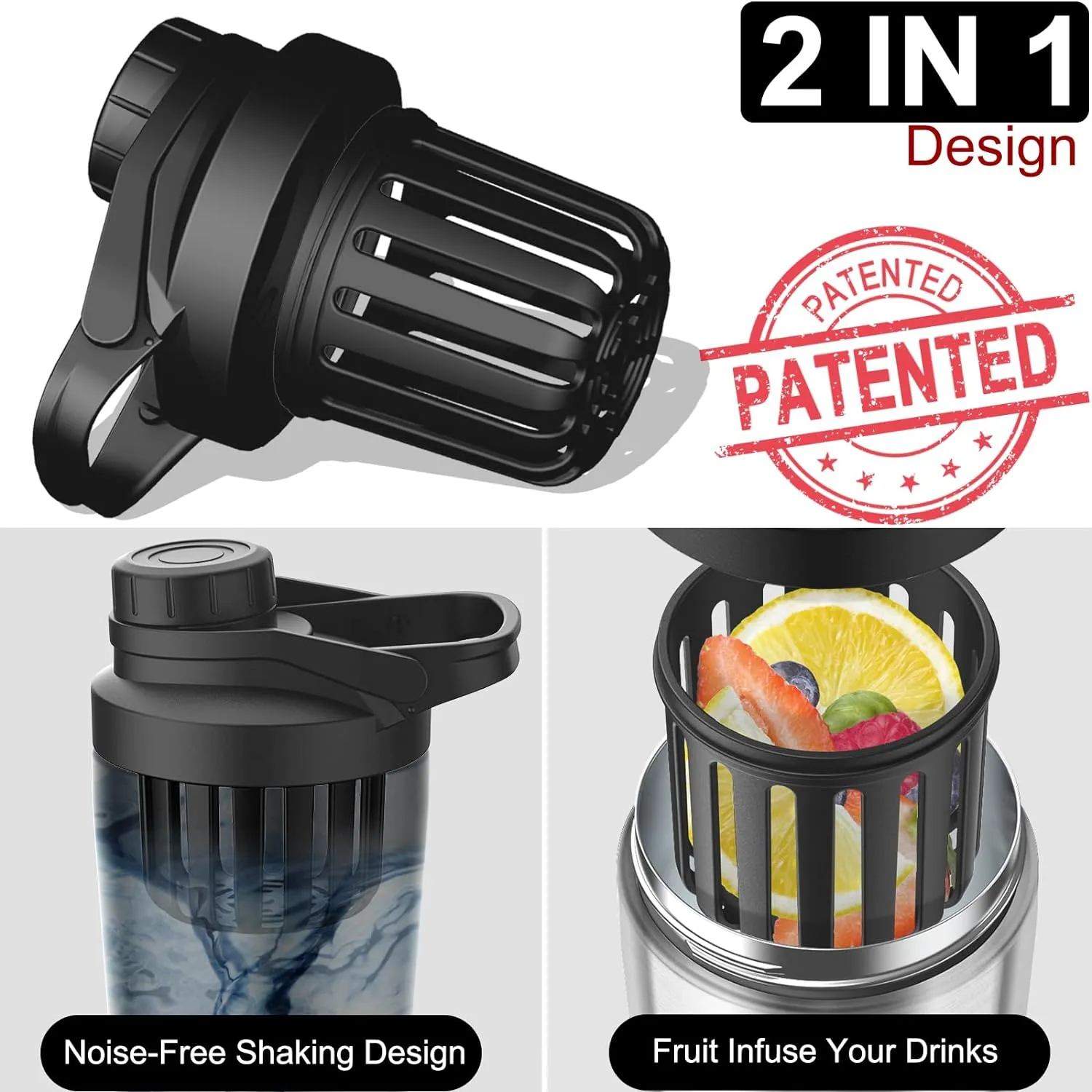 Stainless Steel Shaker Bottle with Noise-Free Design - Patented 24 oz Insulated Metal Shakers Bottles Cup for Protein Mixes and Pre Workout 100% Leak Proof (Camouflage Flag)