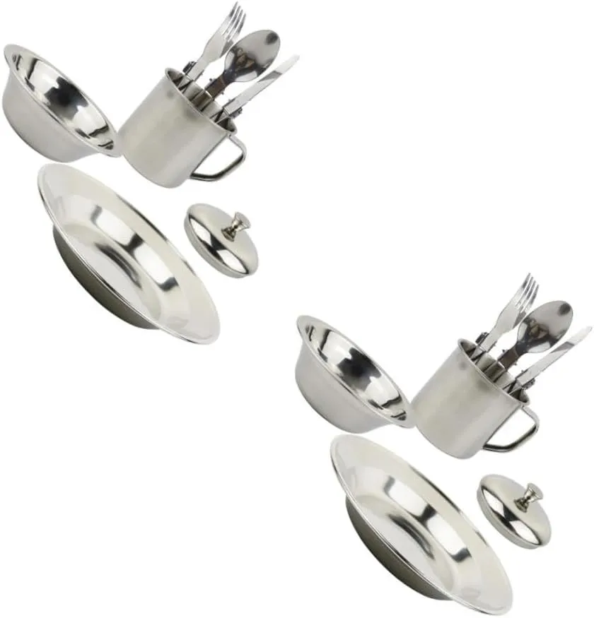 Stainless Steel Silver Portable Tableware Outdoor Tableware Camping Utensils Picnic Pot